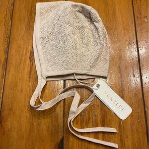 Nora Lee Lace baby bonnet in antique. Size 6M